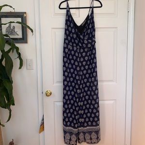 Navy and white jumpsuit